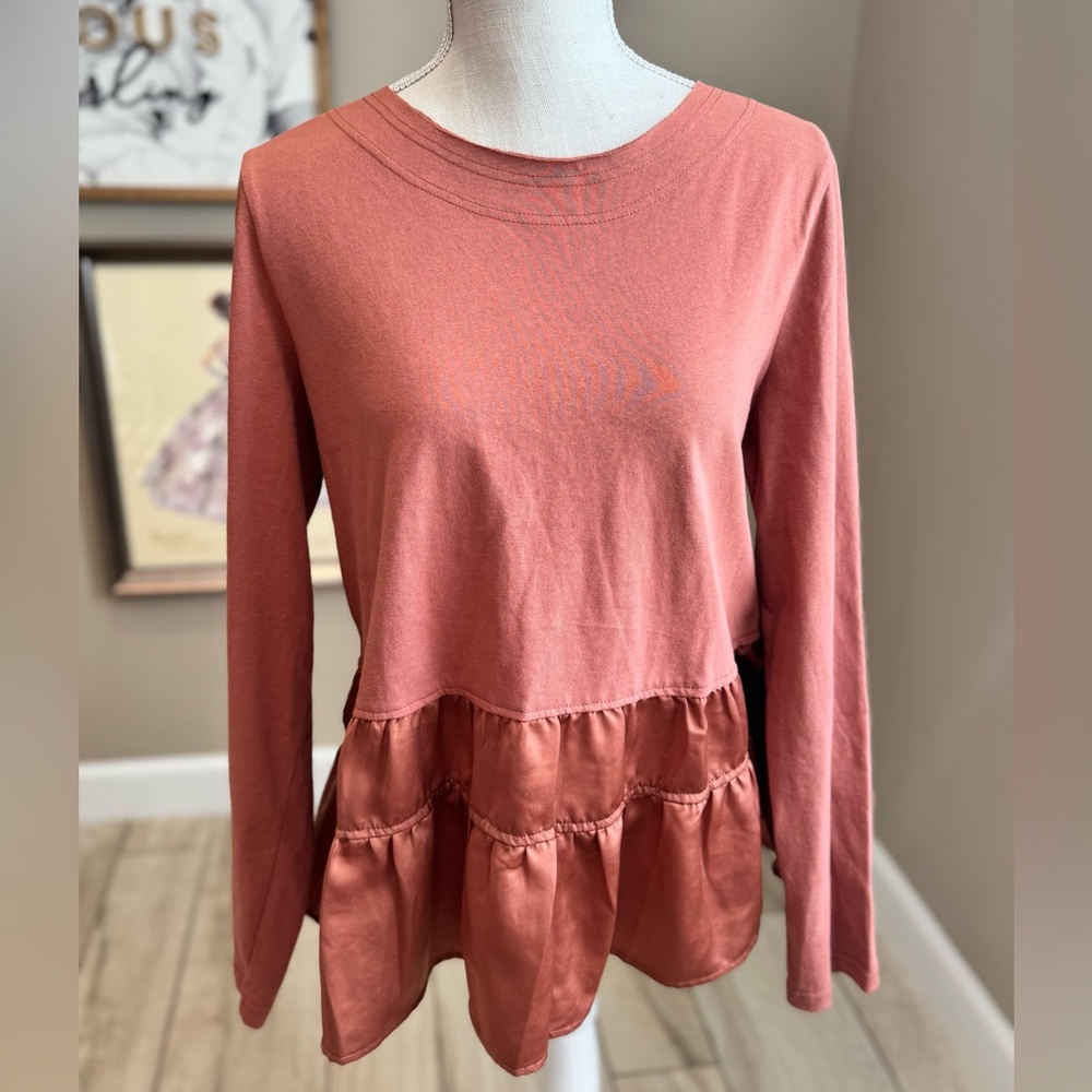 COTTON BLEU Boutique Peplum Hem Long Sleeve Top